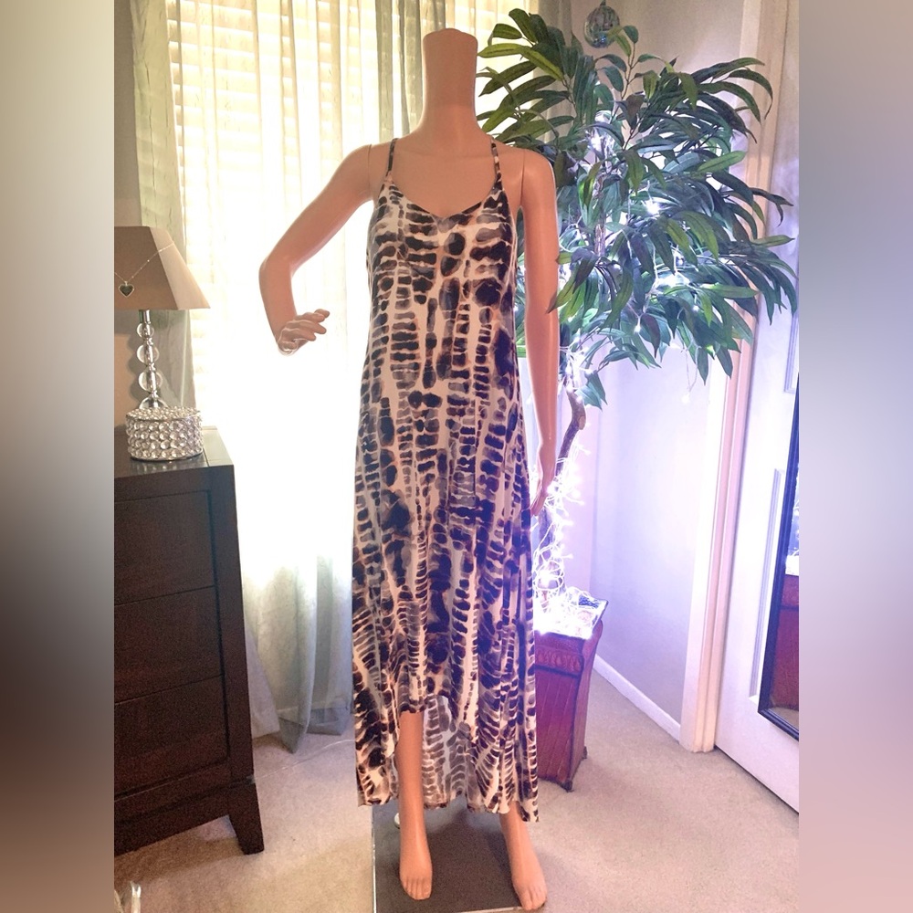 Nicole Miller Tye Dyed Boho Dress•High/Low Hem•Back Keyhole Cutout• Sz. S